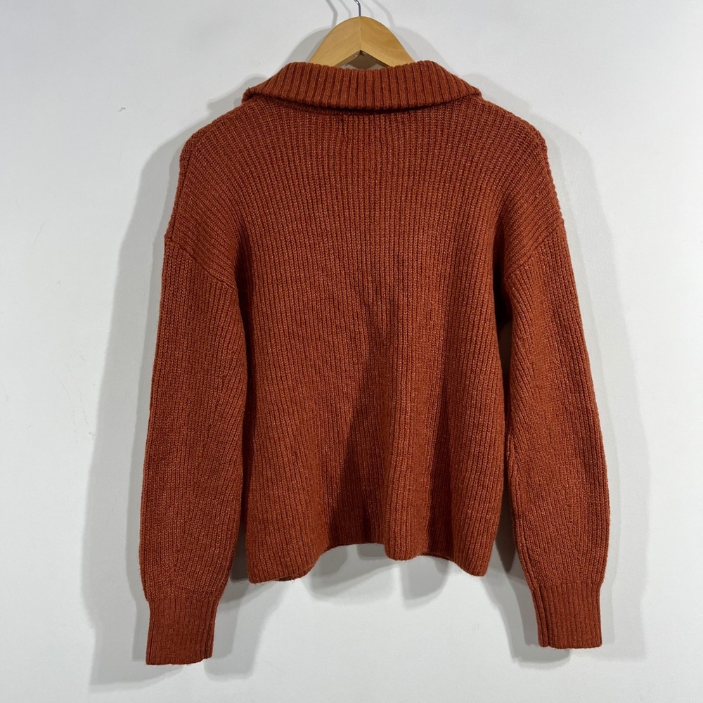 Old Navy Granola Boho Orange Shaker Stitch 1/4 Zip Pullover Sweater Womens XS - Picture 3 of 7